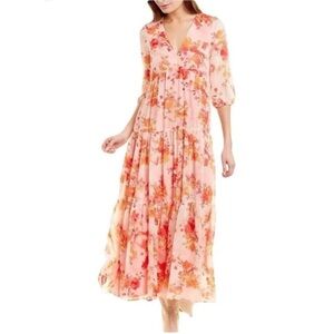 Bleecker 126 Pink Floral Tiered Maxi Dress